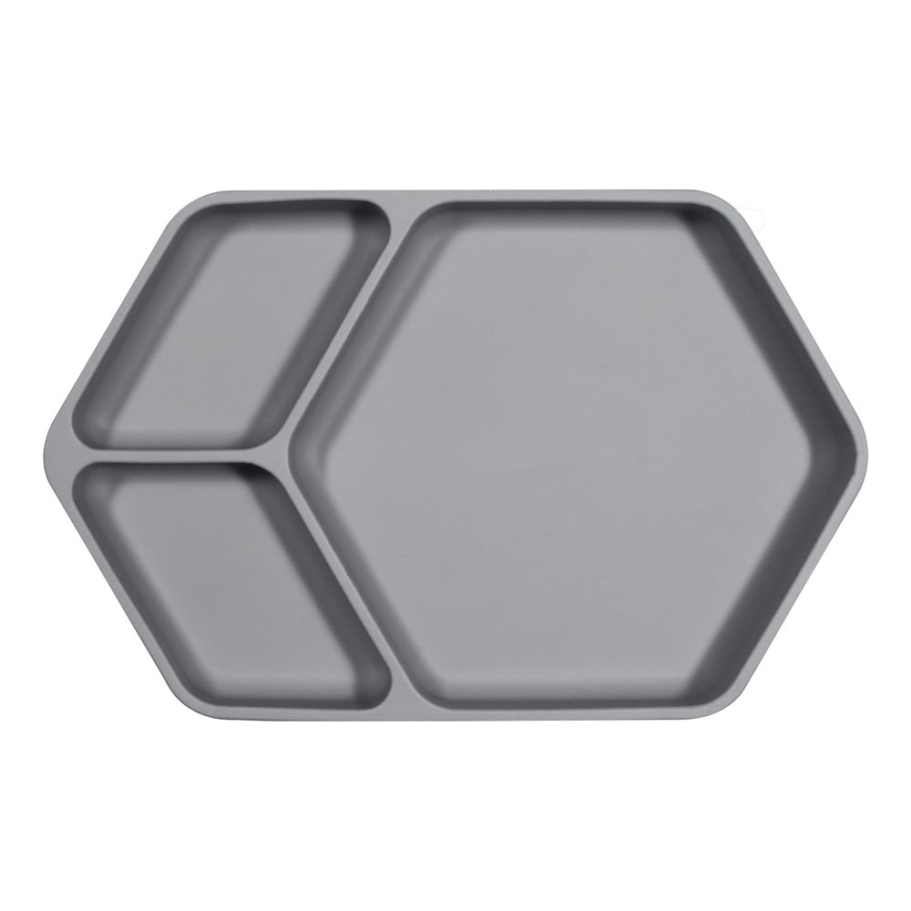 Squared szürke szilikon gyerek tányér, 25 x 16 cm - Kindsgut