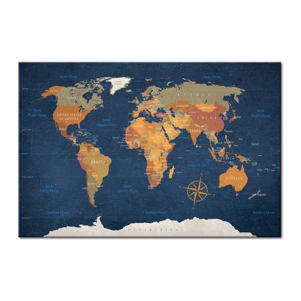 Ink Oceans fali világtérkép, 90 x 60 cm - Bimago