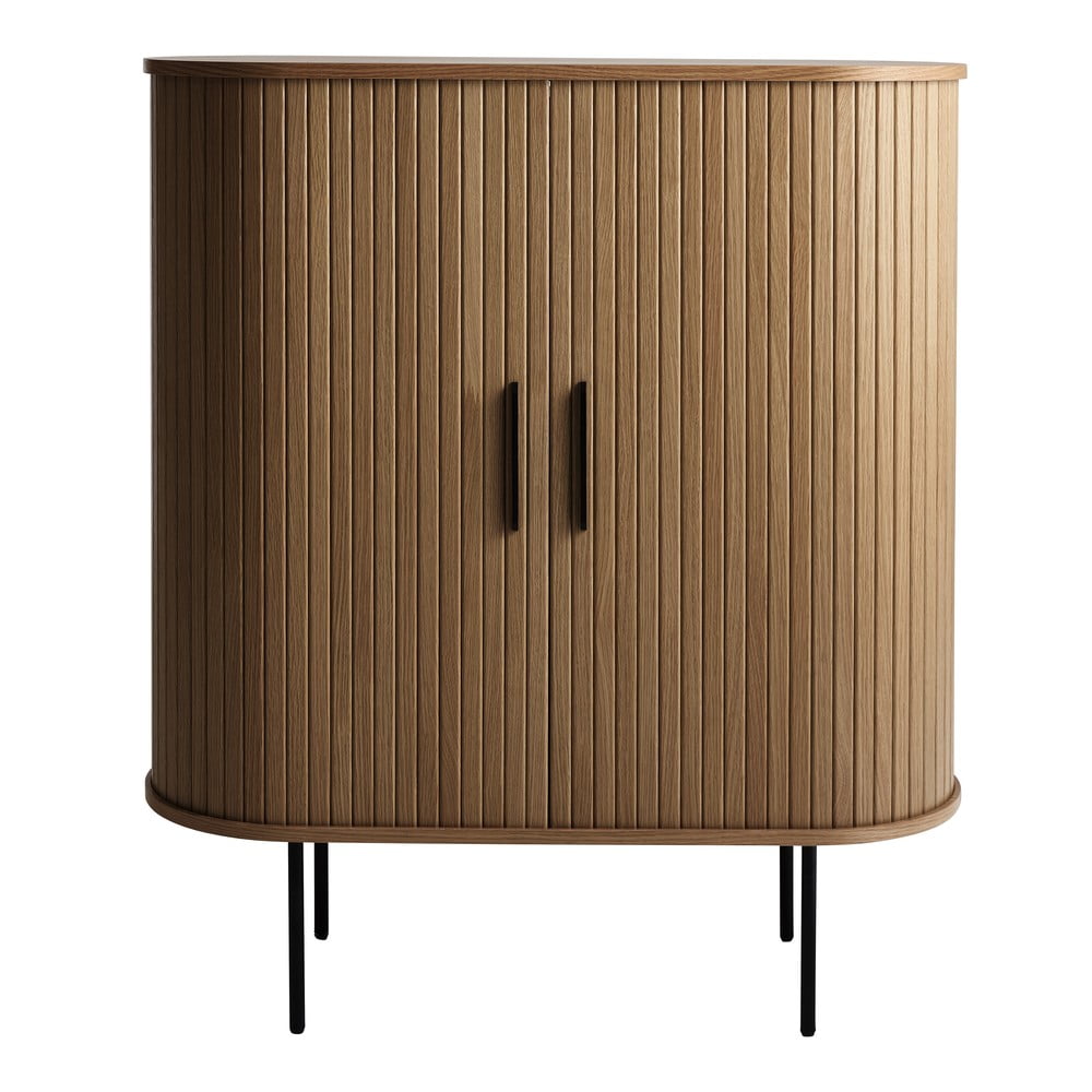 Barna bortartó szekrény tolóajtóval, tölgyfa dekorral 100x118x40 cm Nola – Unique Furniture