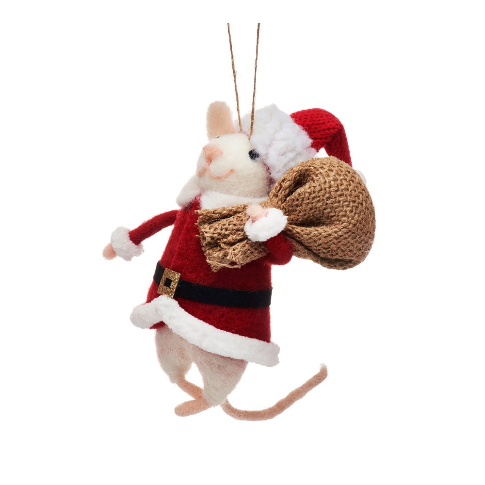 Textil karácsonyfadísz Santa Mouse – Sass & Belle