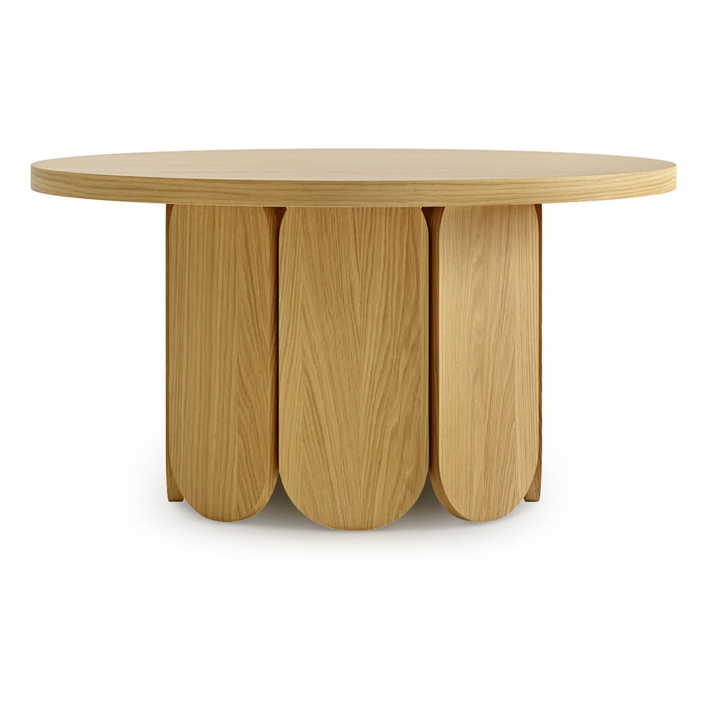 Natúr színű kerek dohányzóasztal tölgyfa dekoros asztallappal 78x78 cm soft – woodman
