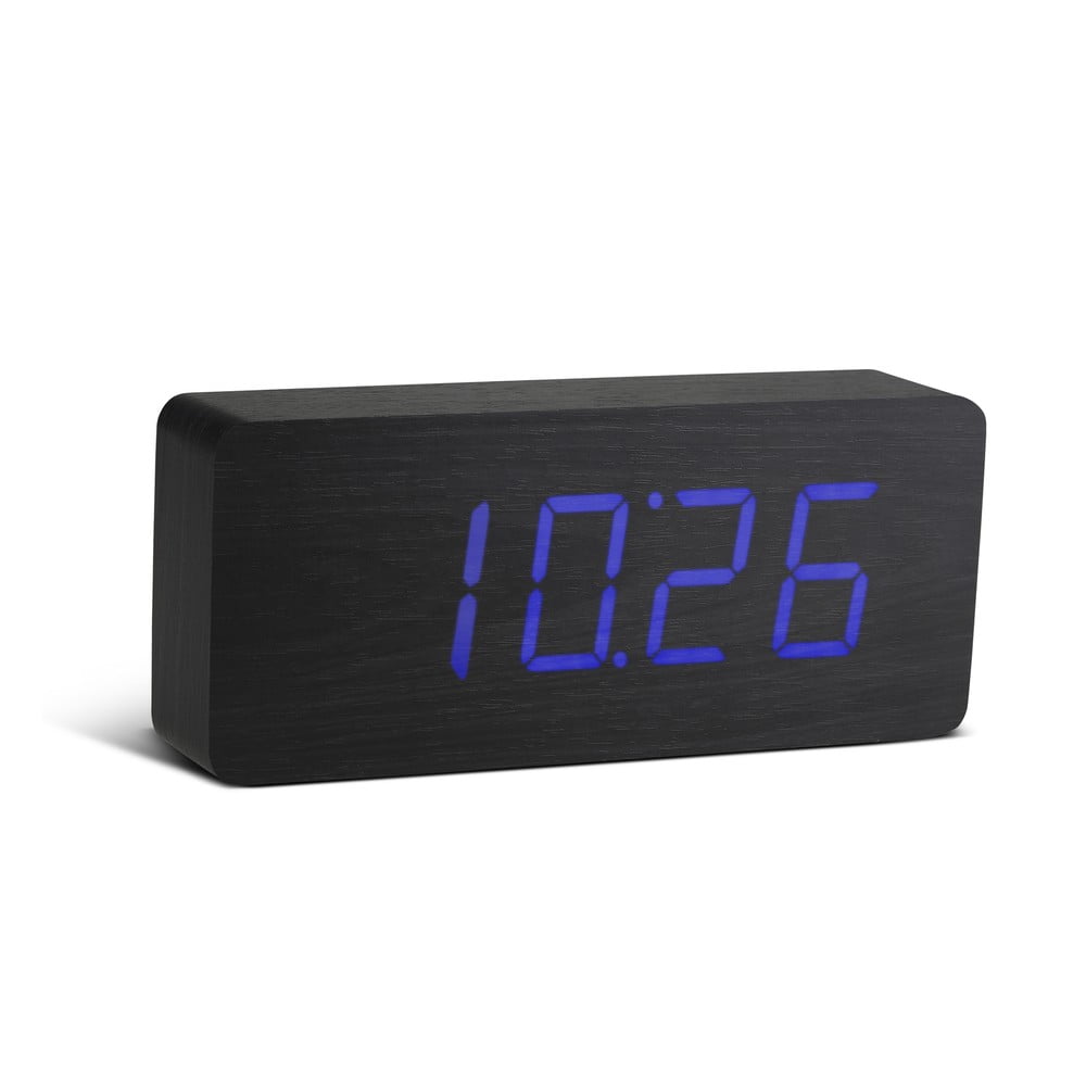 Slab Click Clock fekete ébresztőóra kék LED kijelzővel - Gingko