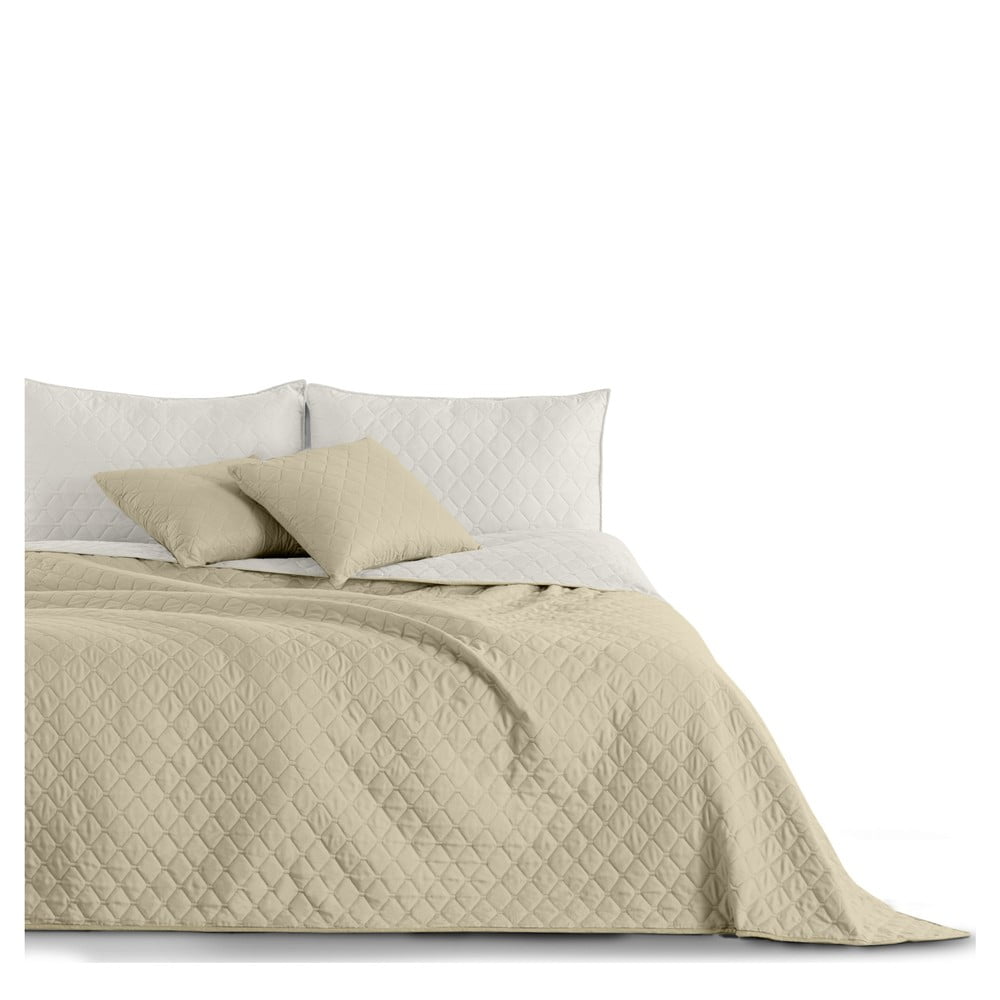 Axel bézs-fehér mikroszálas ágytakaró, 220 x 240 cm - DecoKing