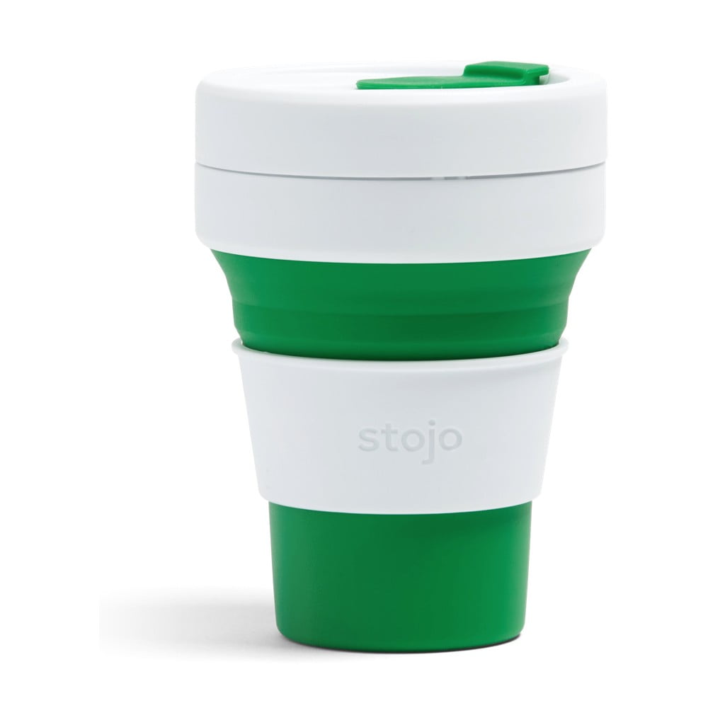 Pocket Cup fehér-zöld összecsukható utazópohár, 355 ml - Stojo