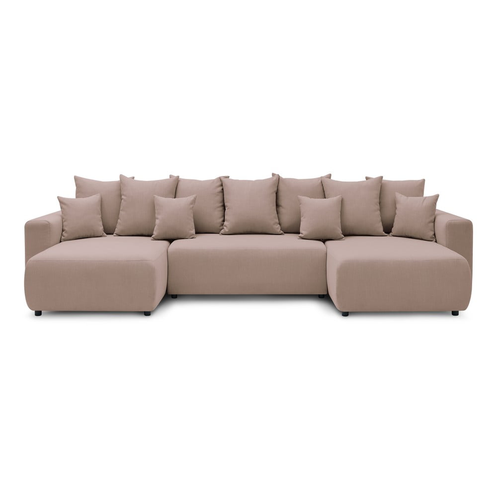 Világos rózsaszín u alakú kinyitható kanapé envy - bobochic paris