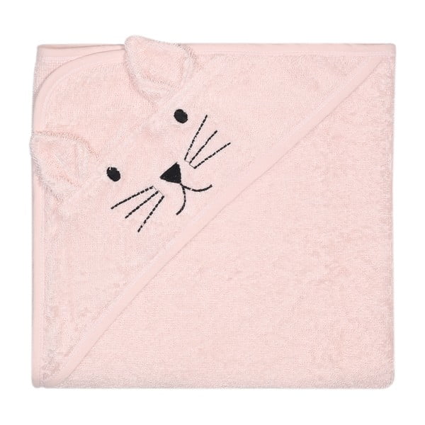 Cat rózsaszín pamut kapucnis gyerek törölköző - Kindsgut