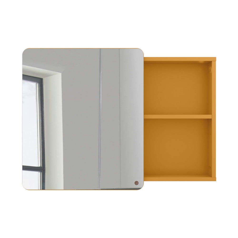 Mustársárga fali-tükrös fürdőszoba szekrény 80x58 cm color bath – tom tailor