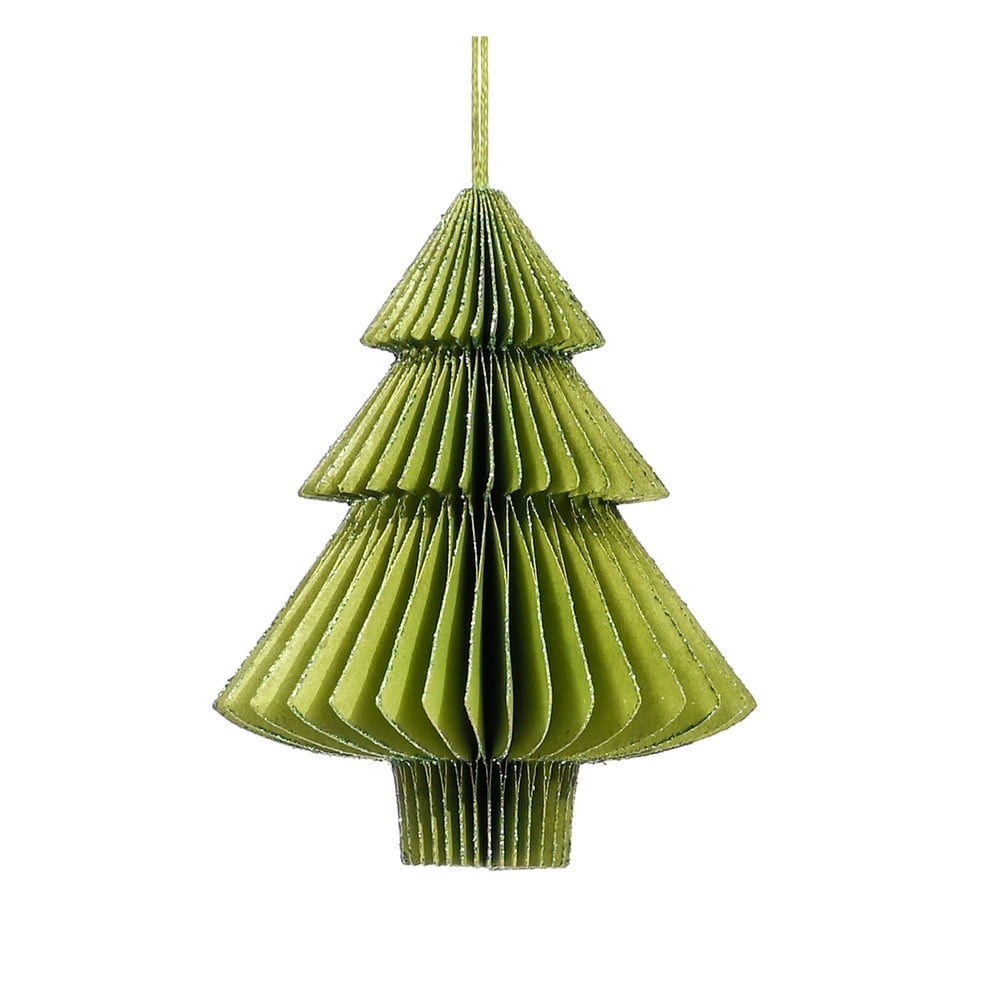 Zöld papír karácsonyi dísz, fenyőfa, magasság 10 cm - Only Natural