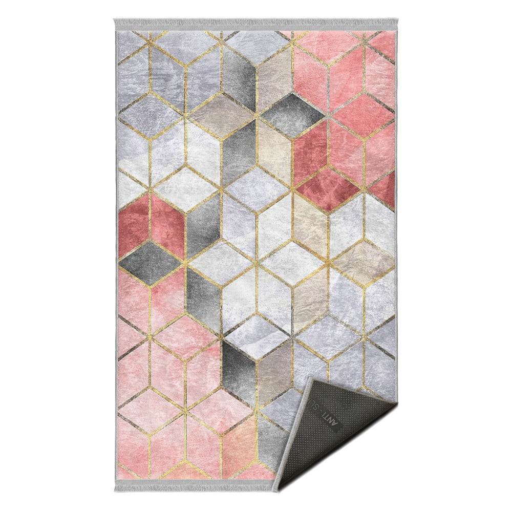 Rózsaszín-szürke mosható szőnyeg 160x230 cm – mila home