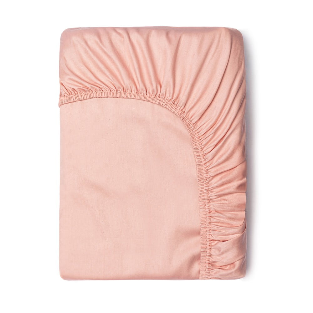Rózsaszín pamut-szatén gumis lepedő, 180 x 200 cm - HIP