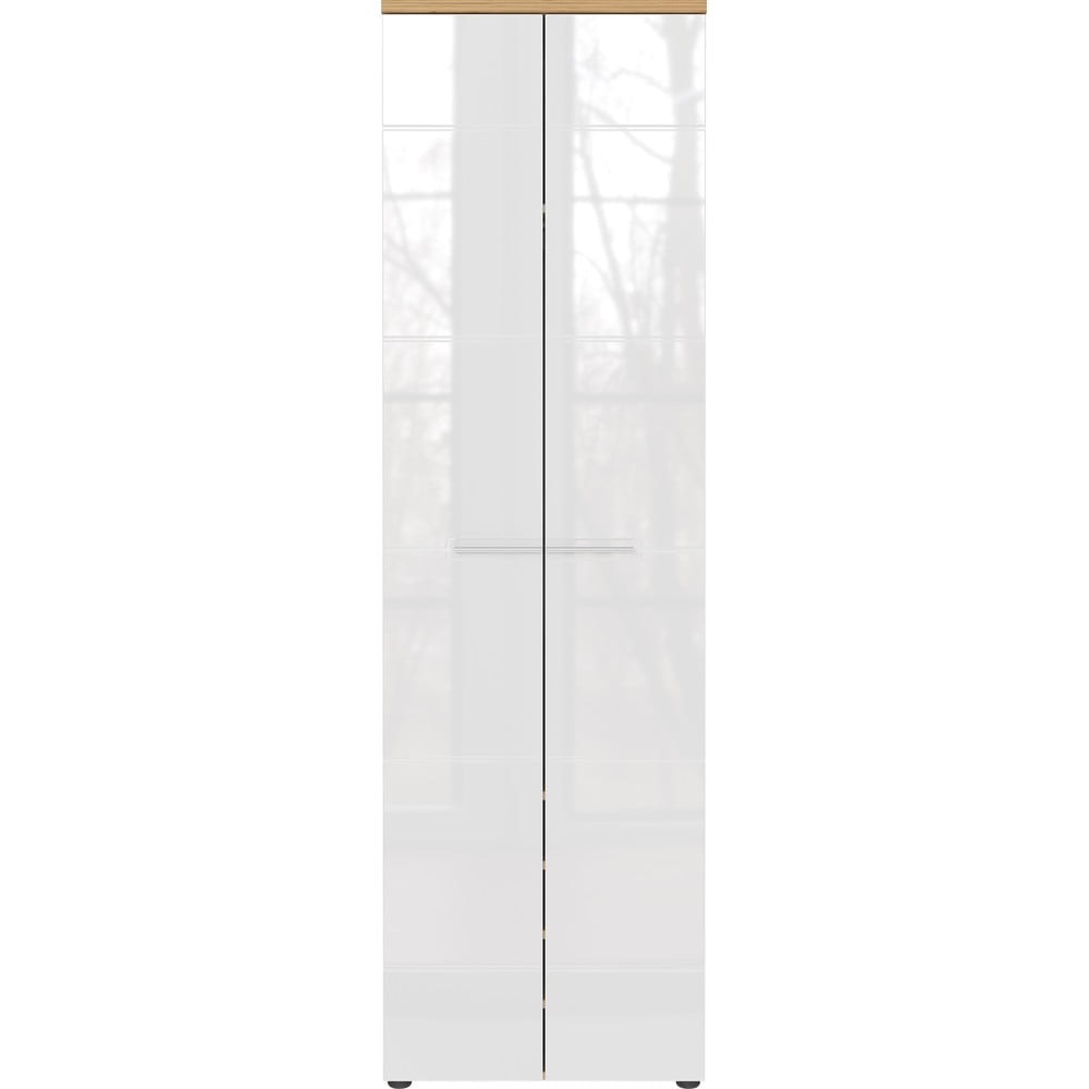 Fehér-natúr színű ruhásszekrény tölgyfa dekorral 60x198 cm aledo – germania