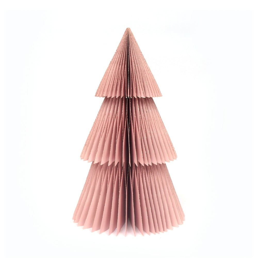 Csillogó rózsaszín papír karácsonyi dísz, fenyőfa, magasság 22,5 cm - Only Natural