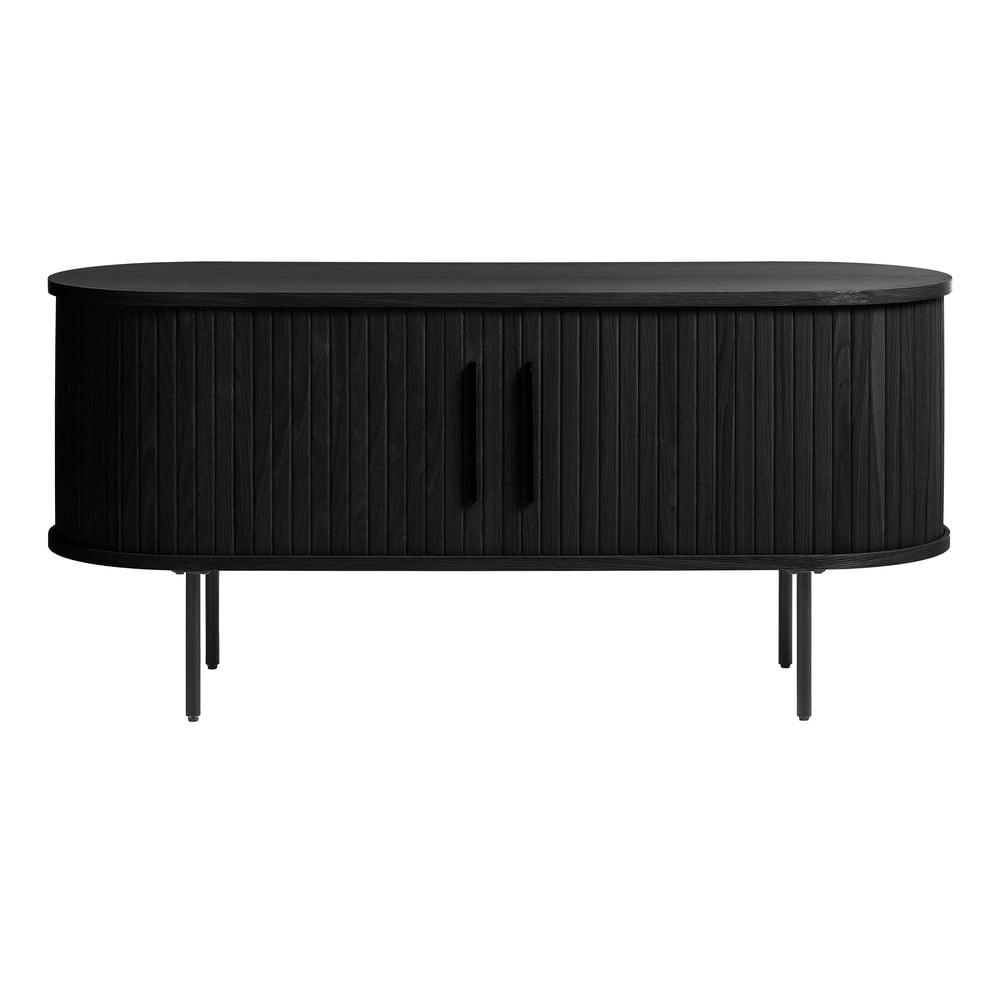 Fekete tv-állvány tölgyfa dekorral 120x56 cm nola – unique furniture