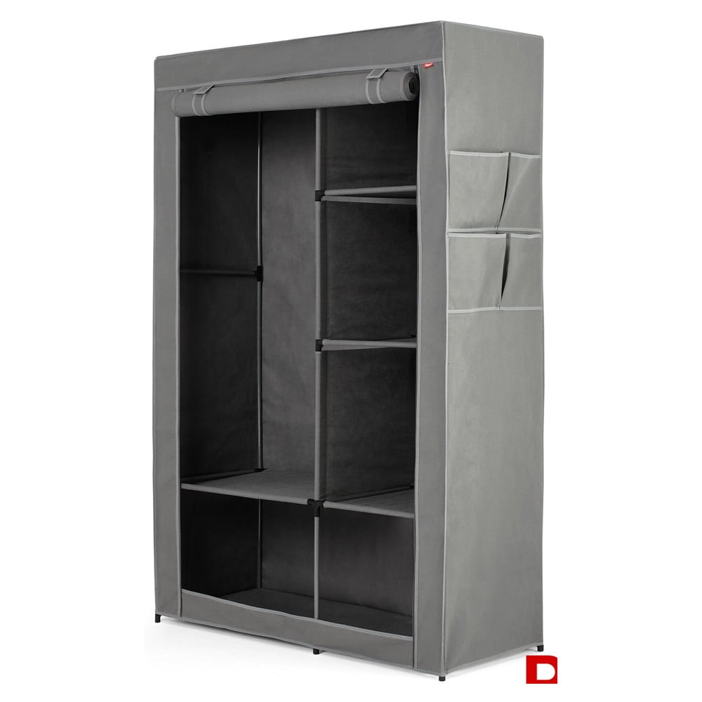 Szürke textil ruhásszekrény 105x161 cm – Rayen