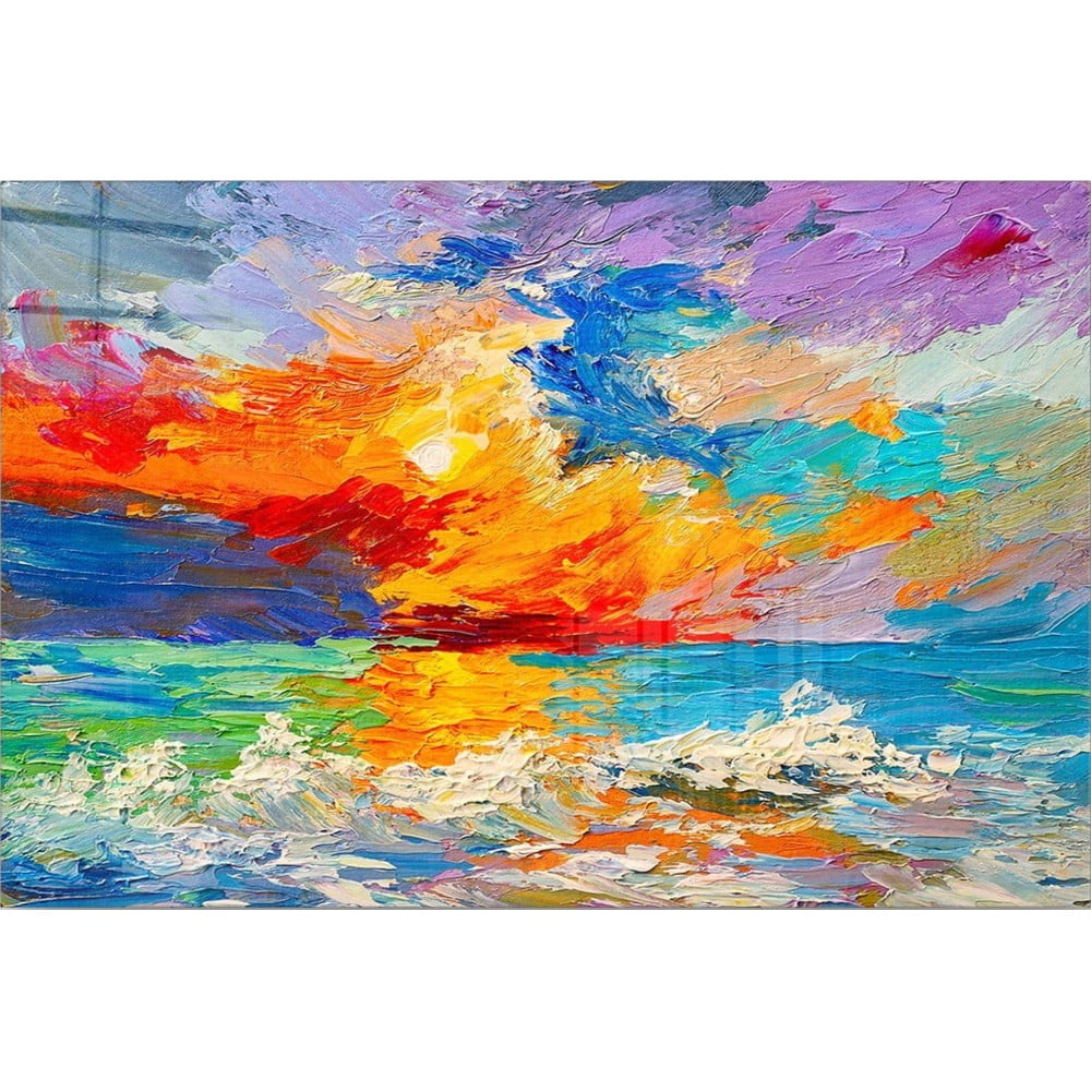 Üveg kép 100x70 cm abstract sunset – wallity