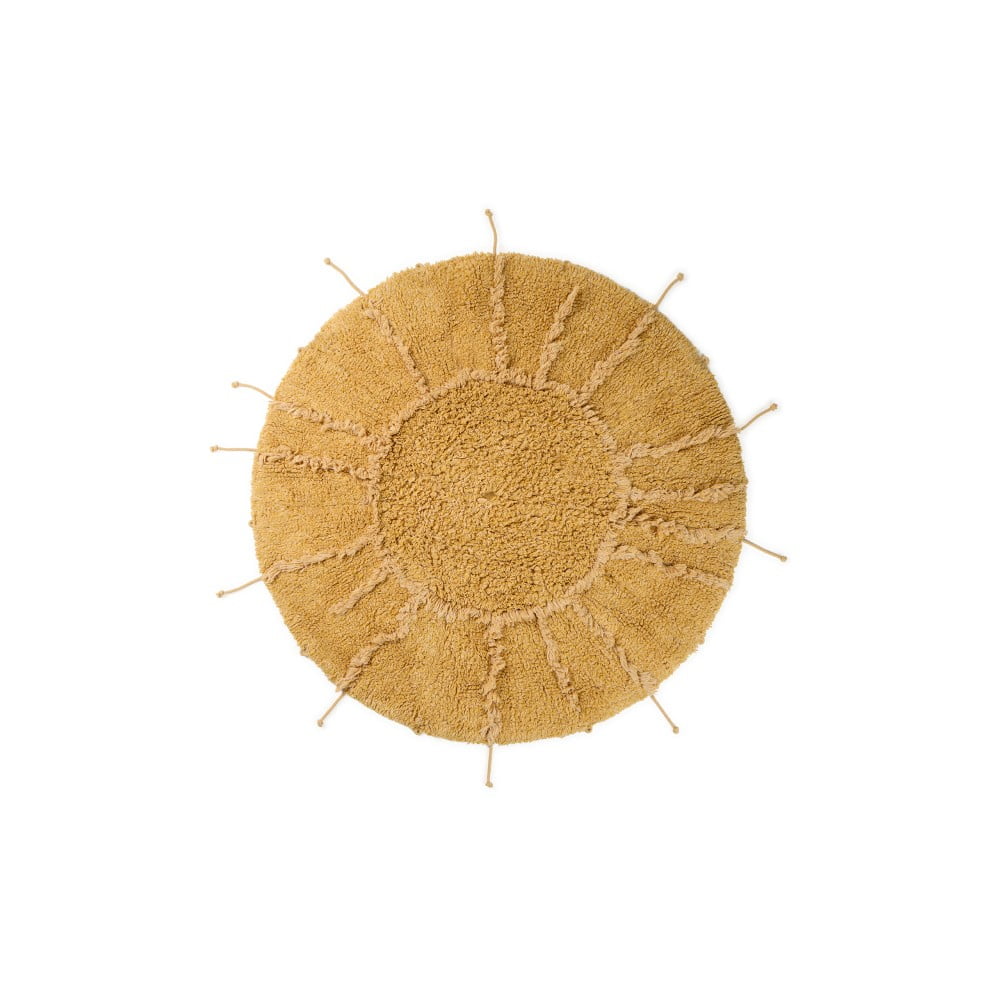 Mustársárga mosható kézi szövésű pamut kerek szőnyeg ø 100 cm Solar Multishape – Lorena Canals