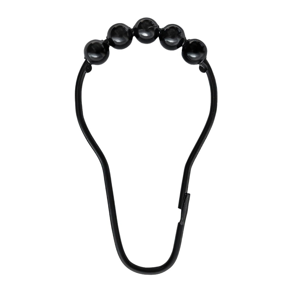 Fekete zuhanyfüggöny akasztó szett 10 db-os Aqua – Mette Ditmer Denmark