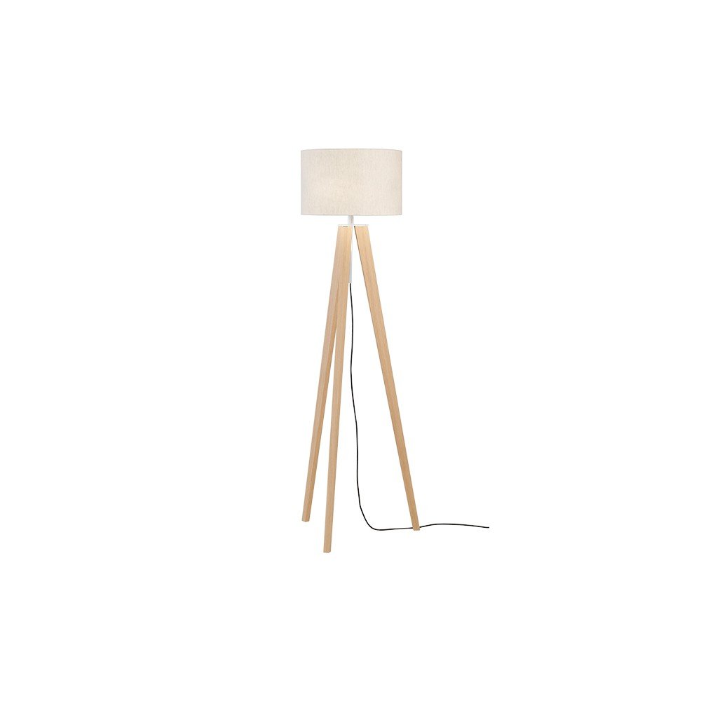 Bézs-natúr színű állólámpa textil búrával (magasság 140 cm) Shine-wood – Fischer & Honsel