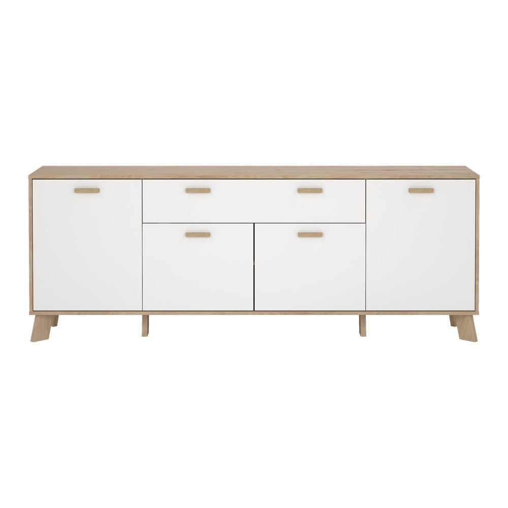 Fehér-natúr színű komód tölgyfa dekorral 196x73x39 cm Ikast – Tvilum