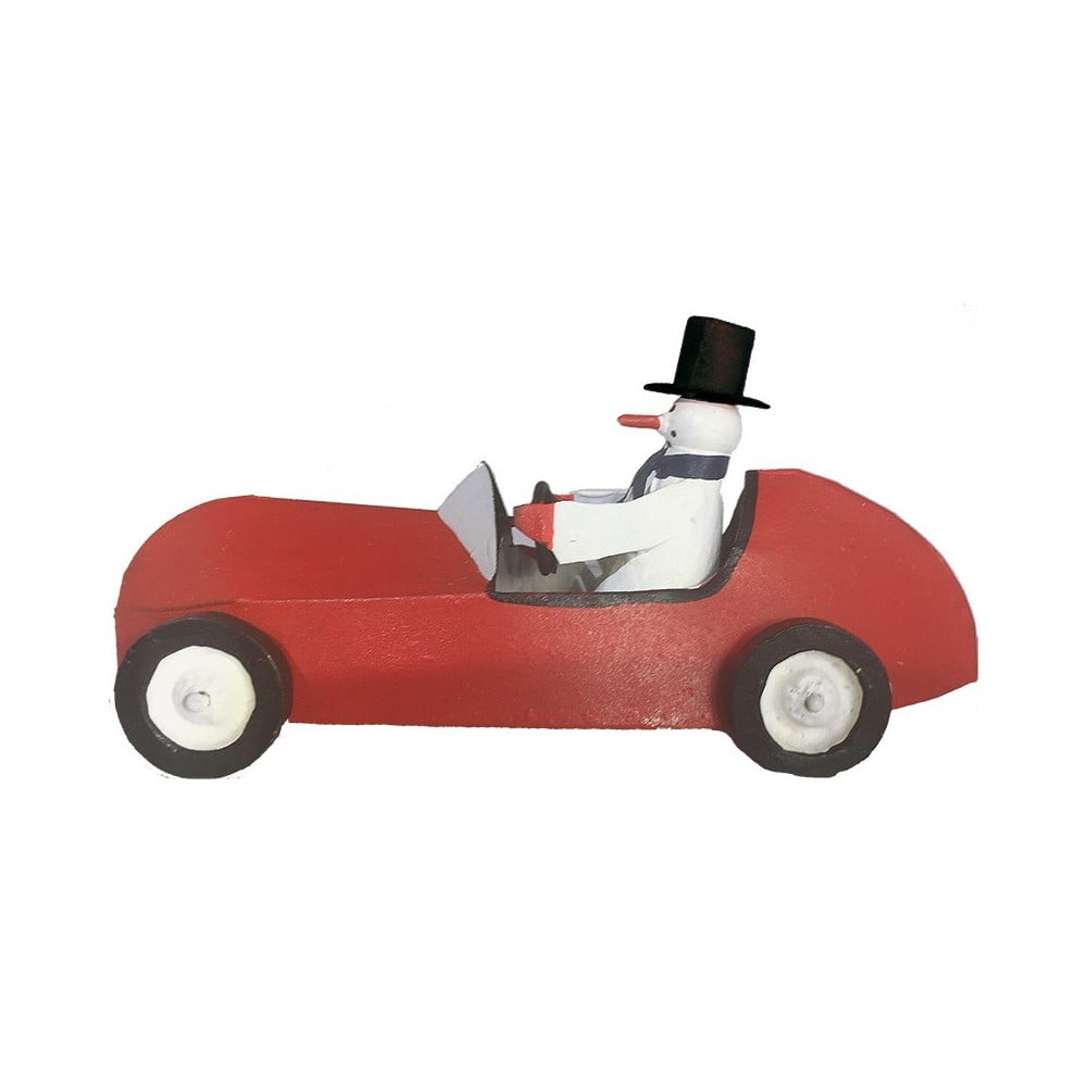 Karácsonyi figura Snowman in Sportscar - G-Bork