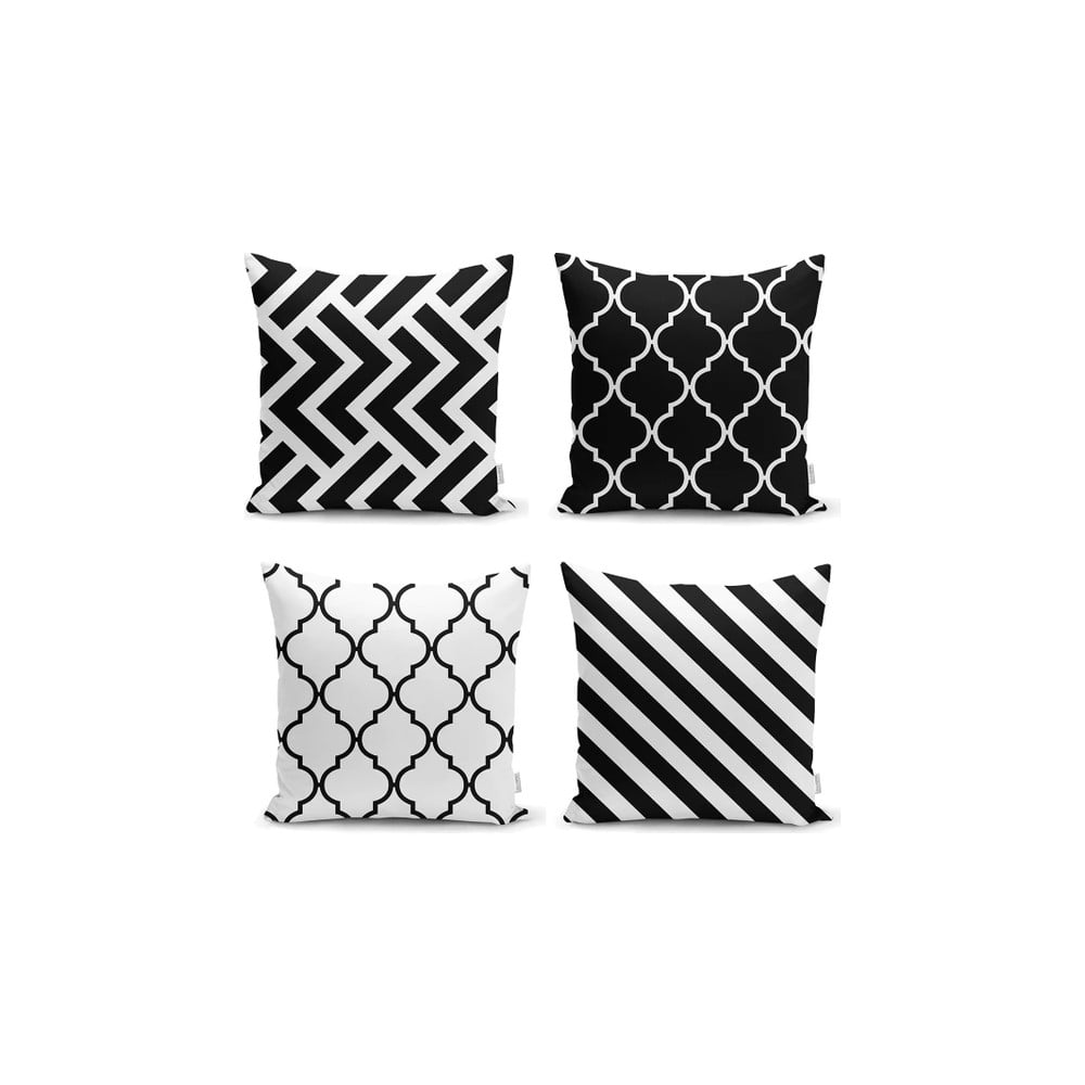 BW Graphic Patterns 4 db párnahuzat, 45 x 45 cm - Minimalist Cushion Covers