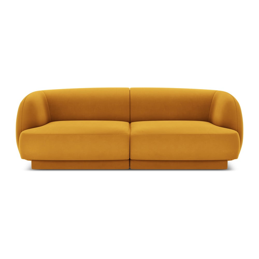 Mustársárga bársony kanapé 184 cm Miley – Micadoni Home