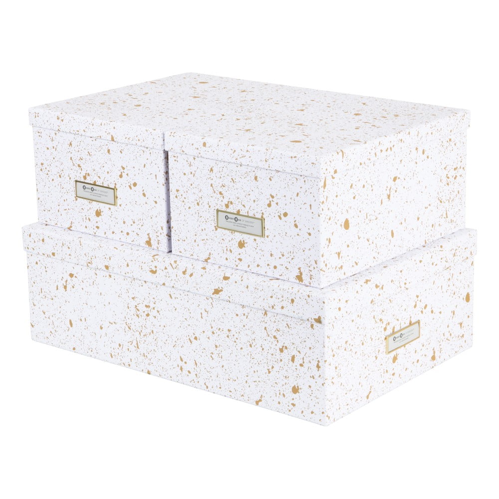 Inge 3 db-os aranyszínű-fehér tárolódoboz szett - Bigso Box of Sweden