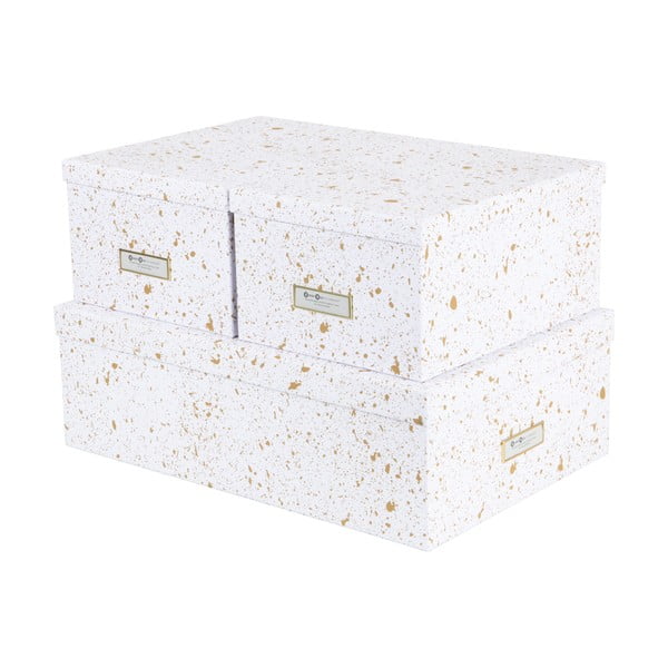 Inge 3 db-os aranyszínű-fehér tárolódoboz szett - Bigso Box of Sweden