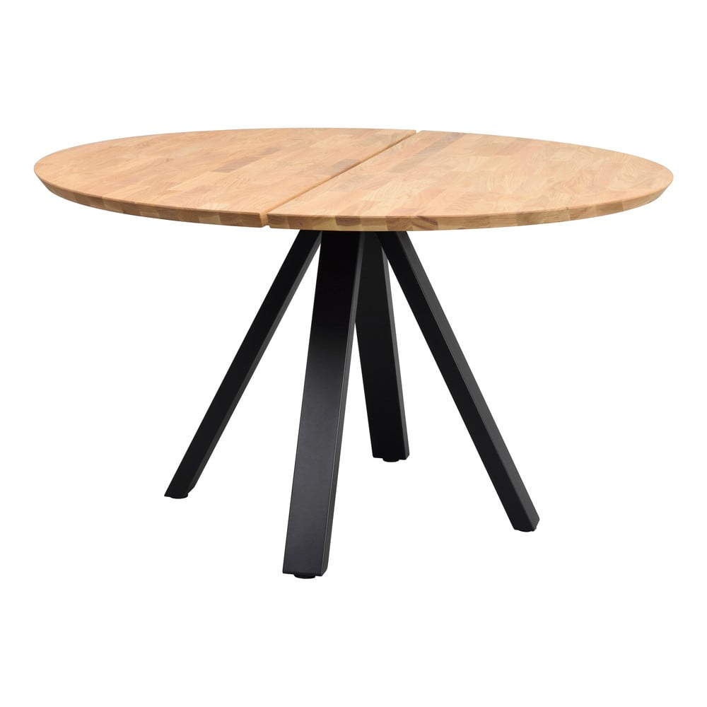 Natúr színű kerek étkezőasztal tölgyfa asztallappal ø 130 cm carradale – rowico