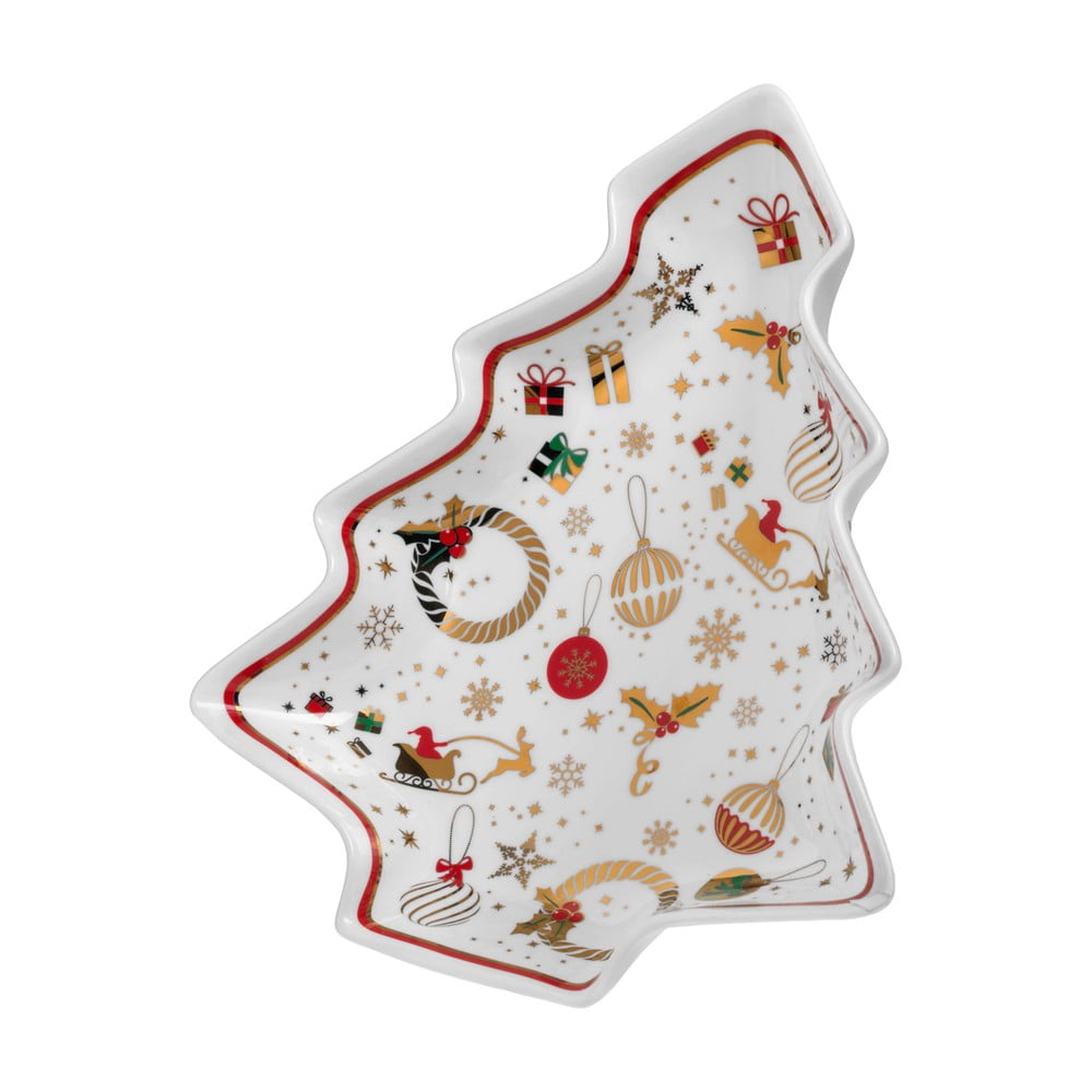 Alleluia fehér porcelán tál karácsonyfa alakban, hossz 26,5 cm - Brandani