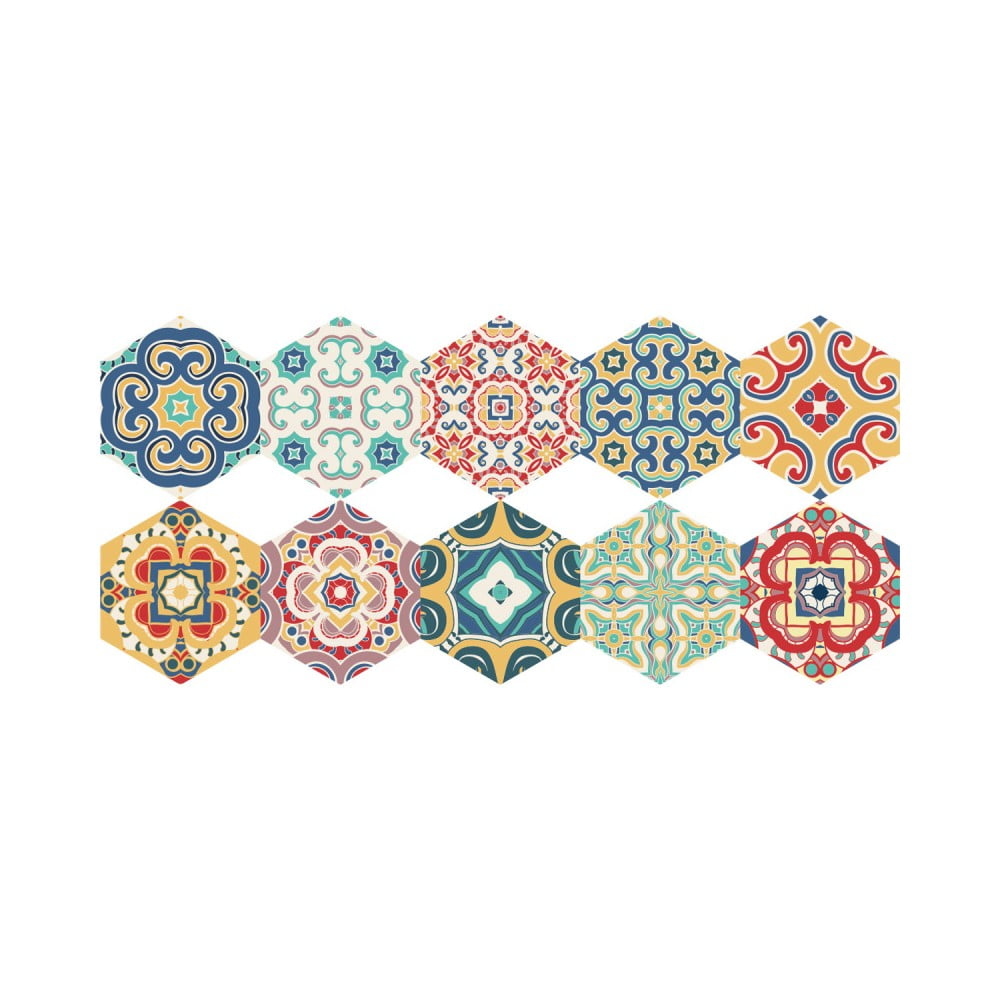 Floor Stickers Hexagons Lorena 10 db-os padlómatrica szett, 40 x 90 cm - Ambiance