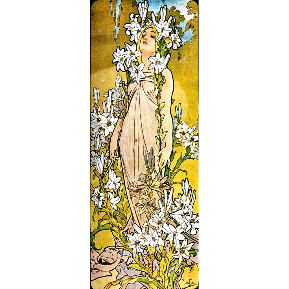 The Flowers Lily másolat, 30 x 80 cm - Alfons Mucha