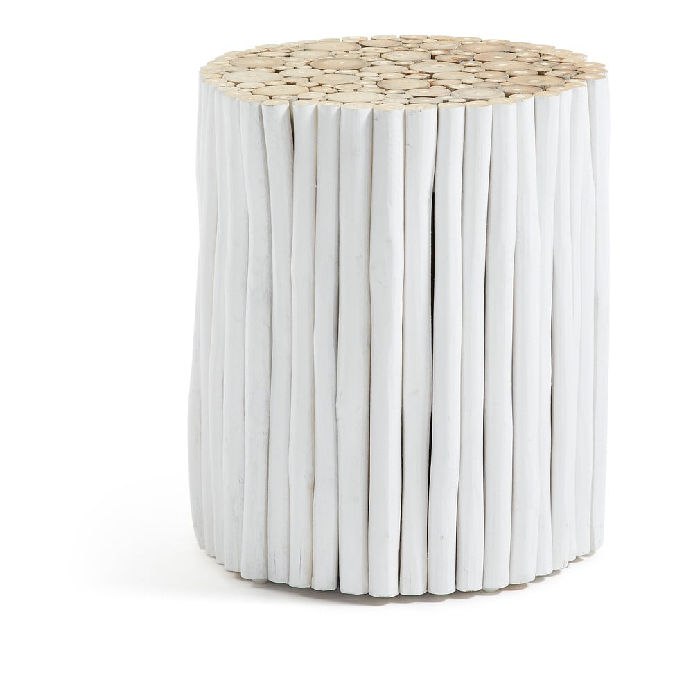 Filippo fehér teakfa tárolóasztal, ⌀ 35 cm - kave home