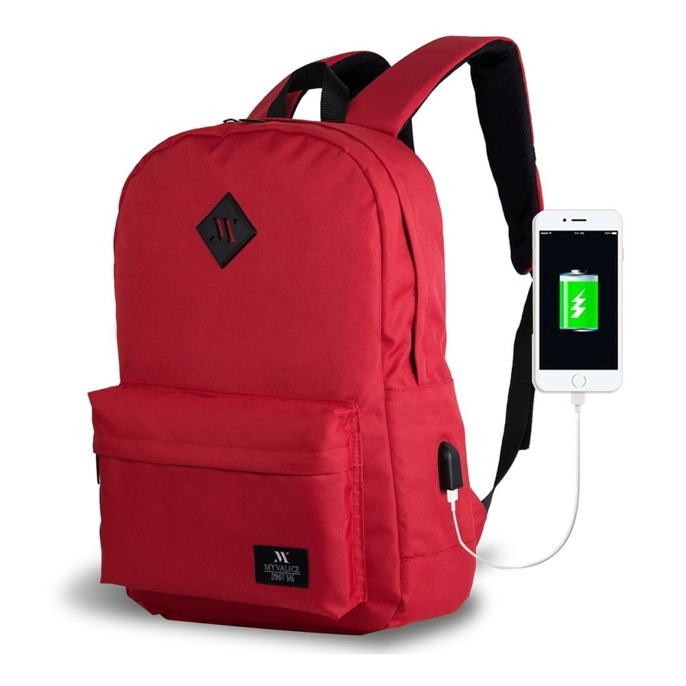 SPECTA Smart Bag piros hátizsák USB csatlakozóval - My Valice