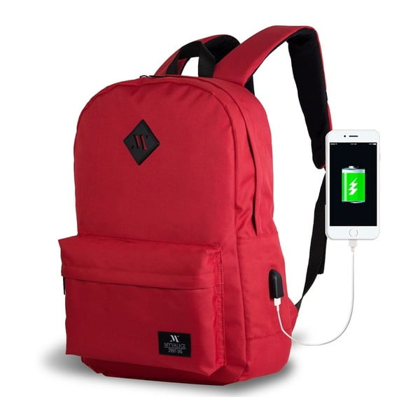 SPECTA Smart Bag piros hátizsák USB csatlakozóval - My Valice