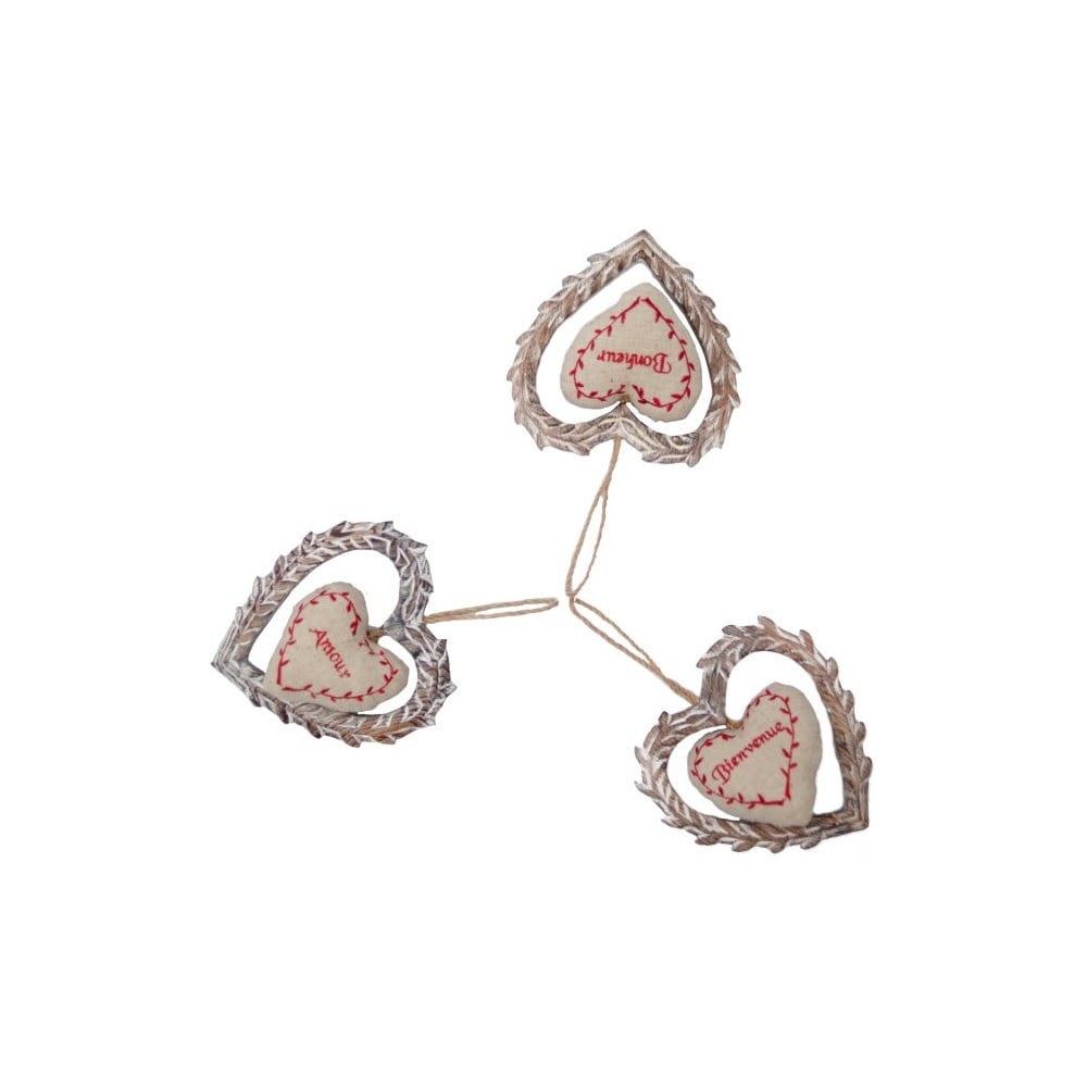 Amour Nature 3 db függő szívalakú dekoráció - Antic Line