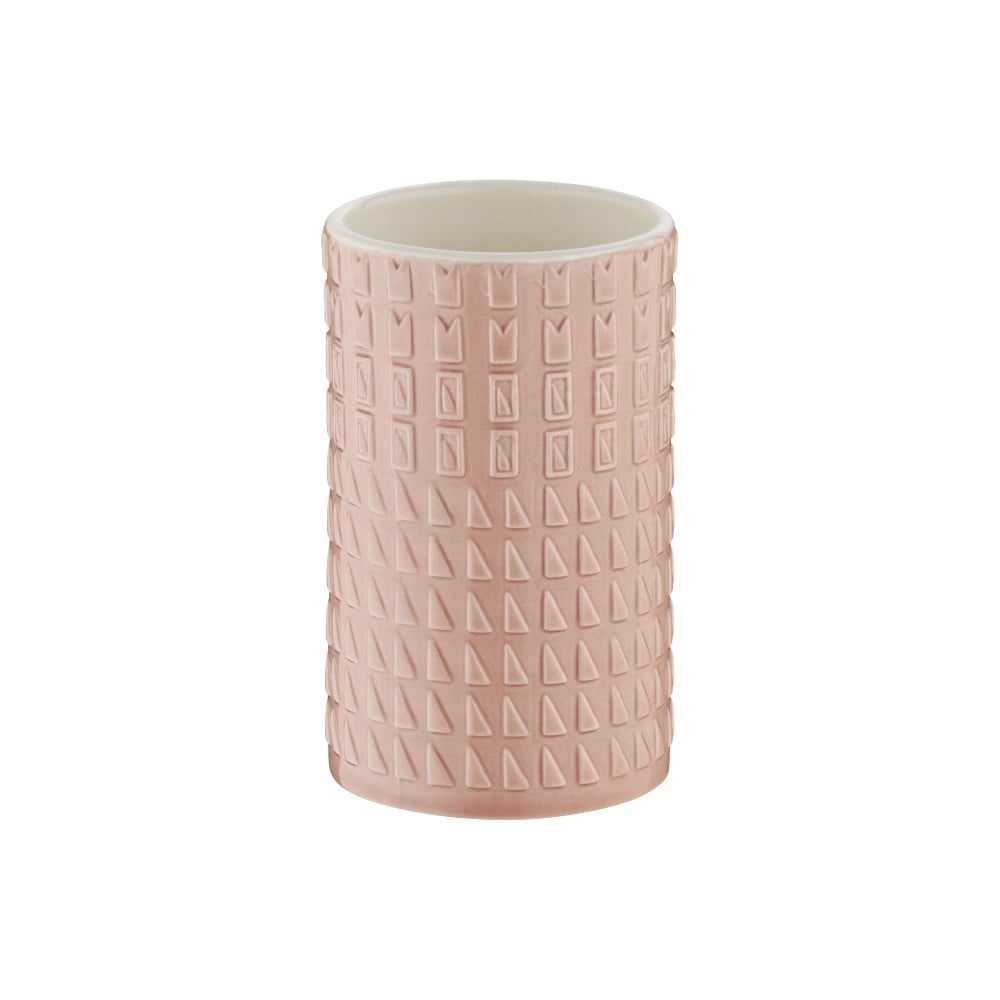 Lenora rózsaszín porcelán fogekefetartó pohár - Kela