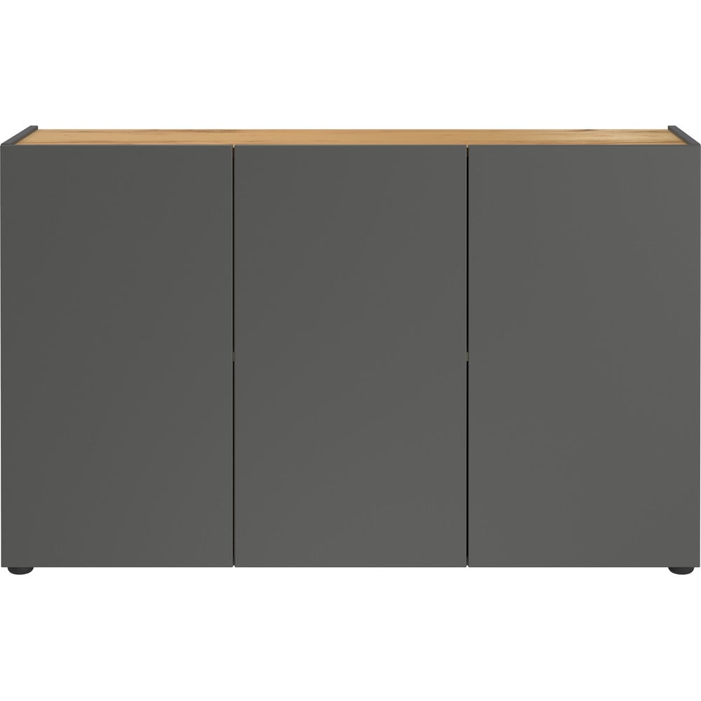 Antracitszürke szekrény tölgyfa dekorral 120x76x34 cm Adrano – Germania