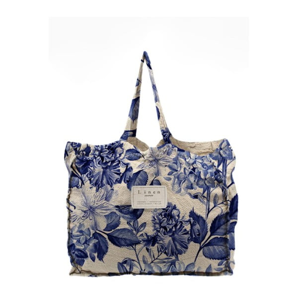 Blue Flowers szövet táska, szélesség 50 cm - Linen Couture