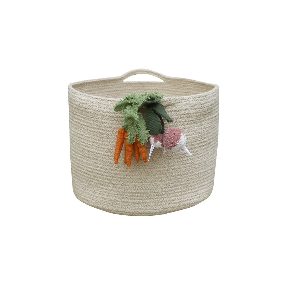Krémszínű textil játéktároló kosár ø 30x23 cm Veggies – Lorena Canals