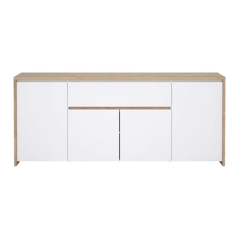 Fehér-natúr színű komód tölgyfa dekorral 197x84x48 cm Next – Tvilum
