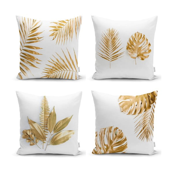 Gold Leaves Modern 4 db párnahuzat, 45 x 45 cm - Minimalist Cushion Covers
