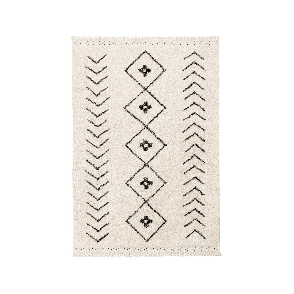 Krémszínű mosható kézi szövésű pamut szőnyeg 140x210 cm Bereber Rhombs – Lorena Canals