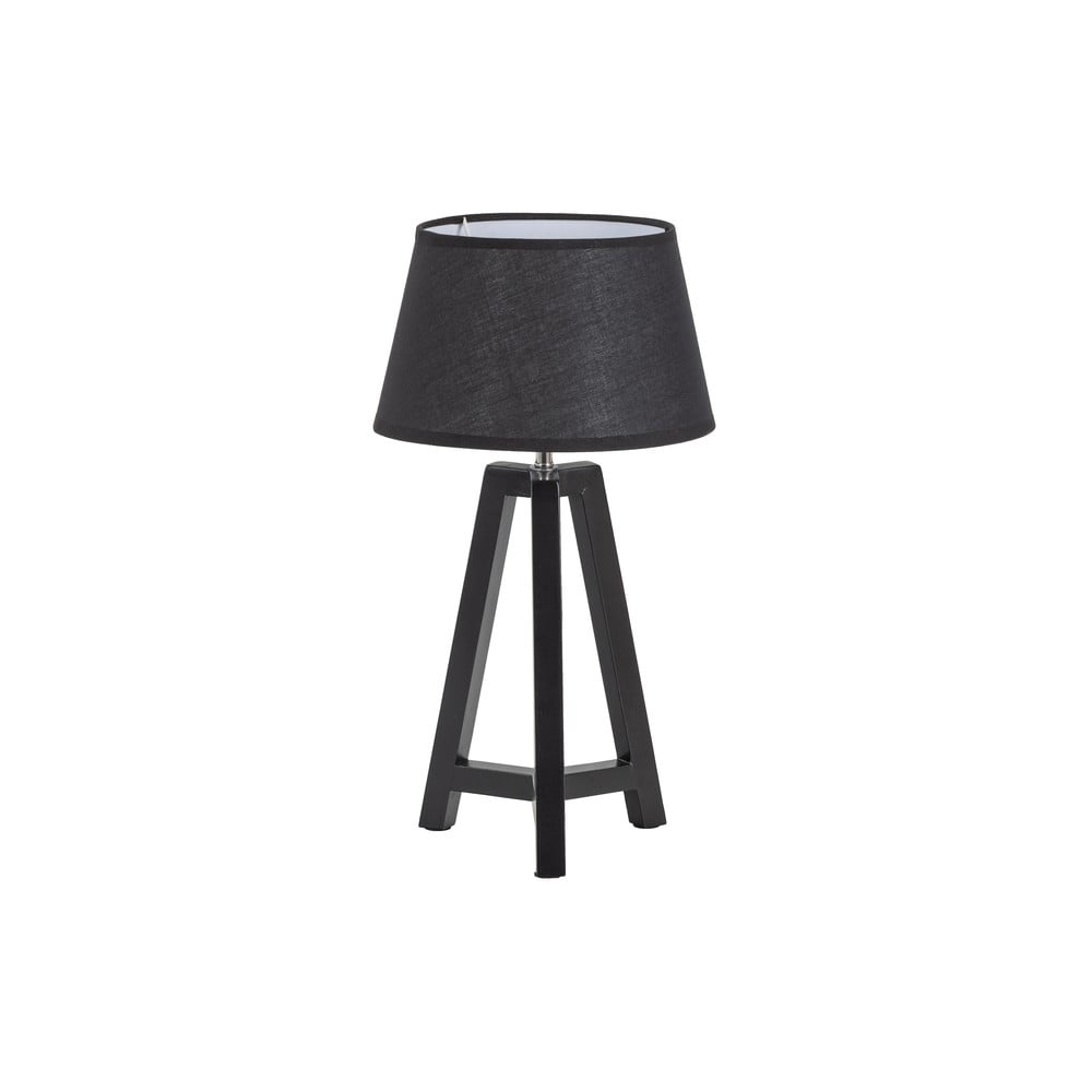 Fekete asztali lámpa textil búrával (magasság 44 cm) Omar – WOOOD