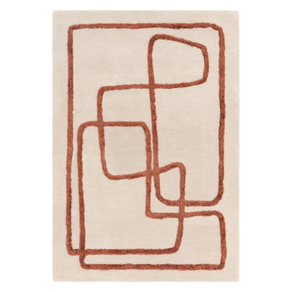 Téglavörös-krémszínű kézi szövésű gyapjú szőnyeg 120x170 cm matrix – asiatic carpets