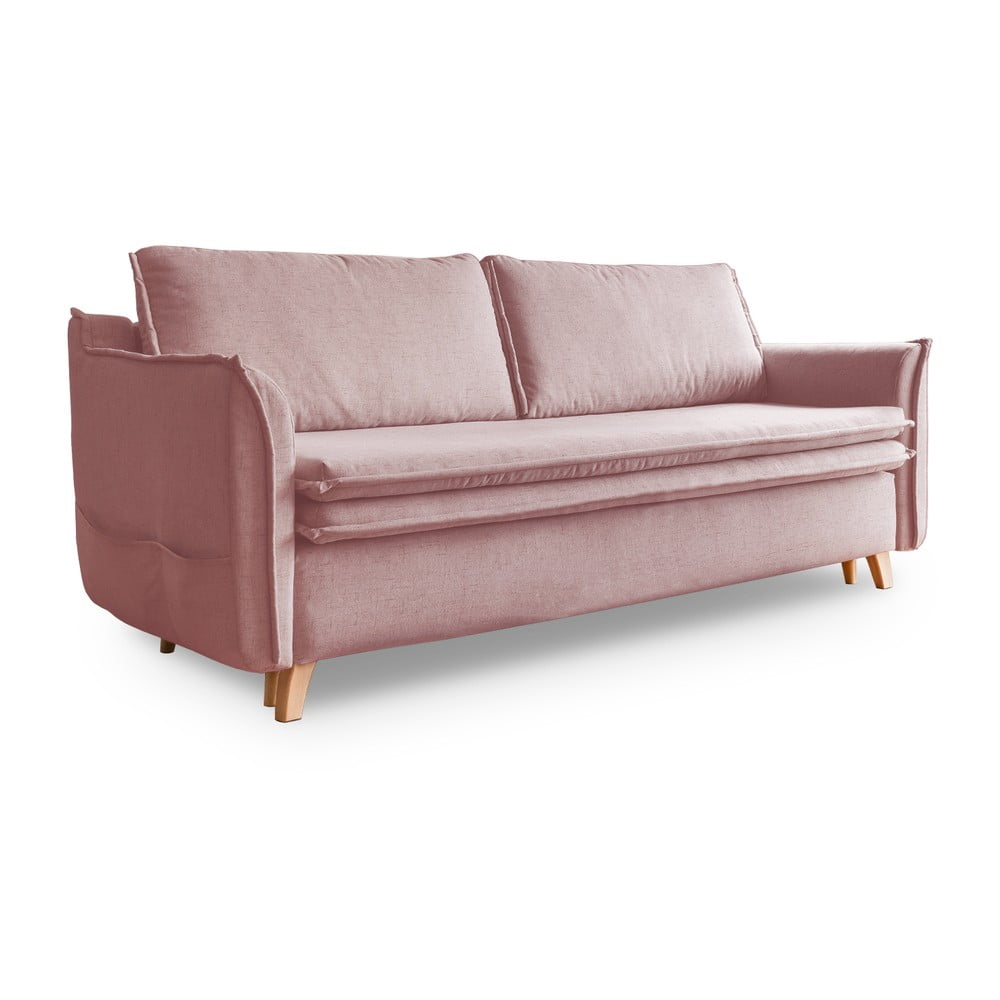 Világos rózsaszín kinyitható kanapé 225 cm charming charlie – miuform