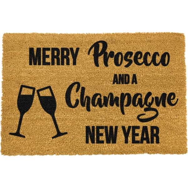Champagne New Year természetes kókuszrost lábtörlő, 40 x 60 cm - Artsy Doormats