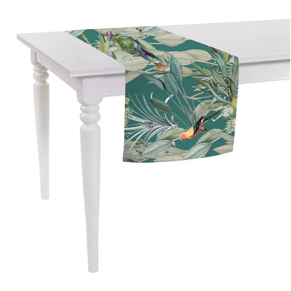 Jungle Birds zöld asztali futó, 140 x 40 cm - Mike & Co. NEW YORK