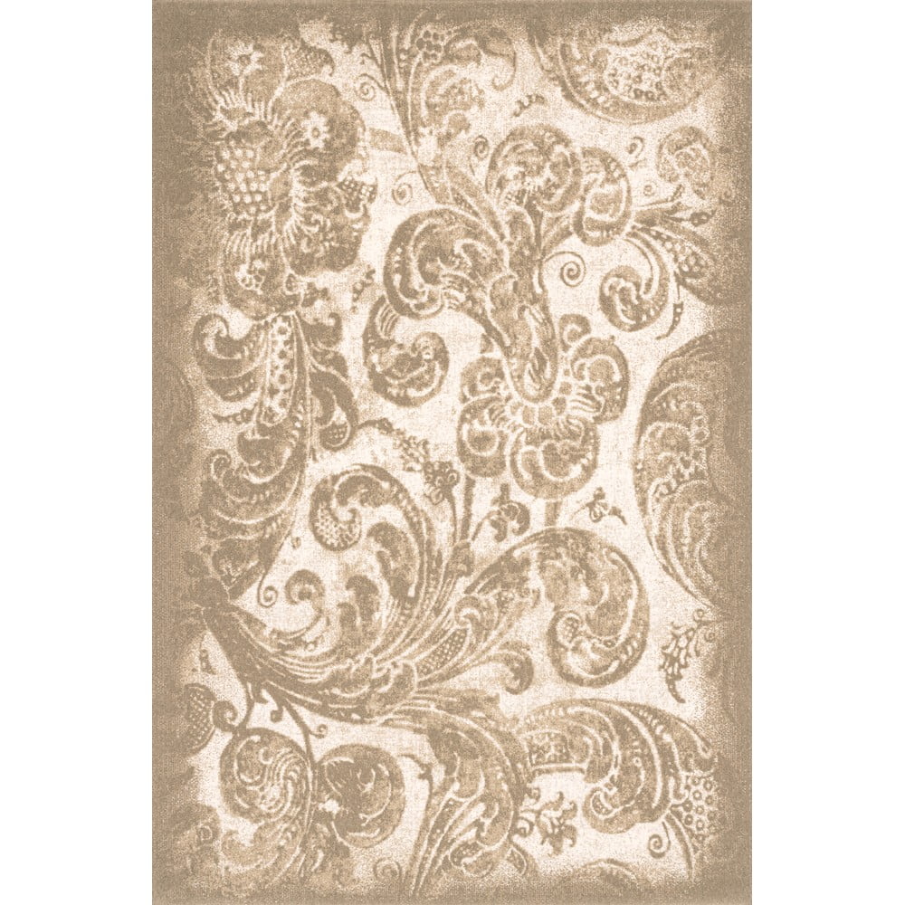 Bézs gyapjú szőnyeg 133x190 cm damask – agnella