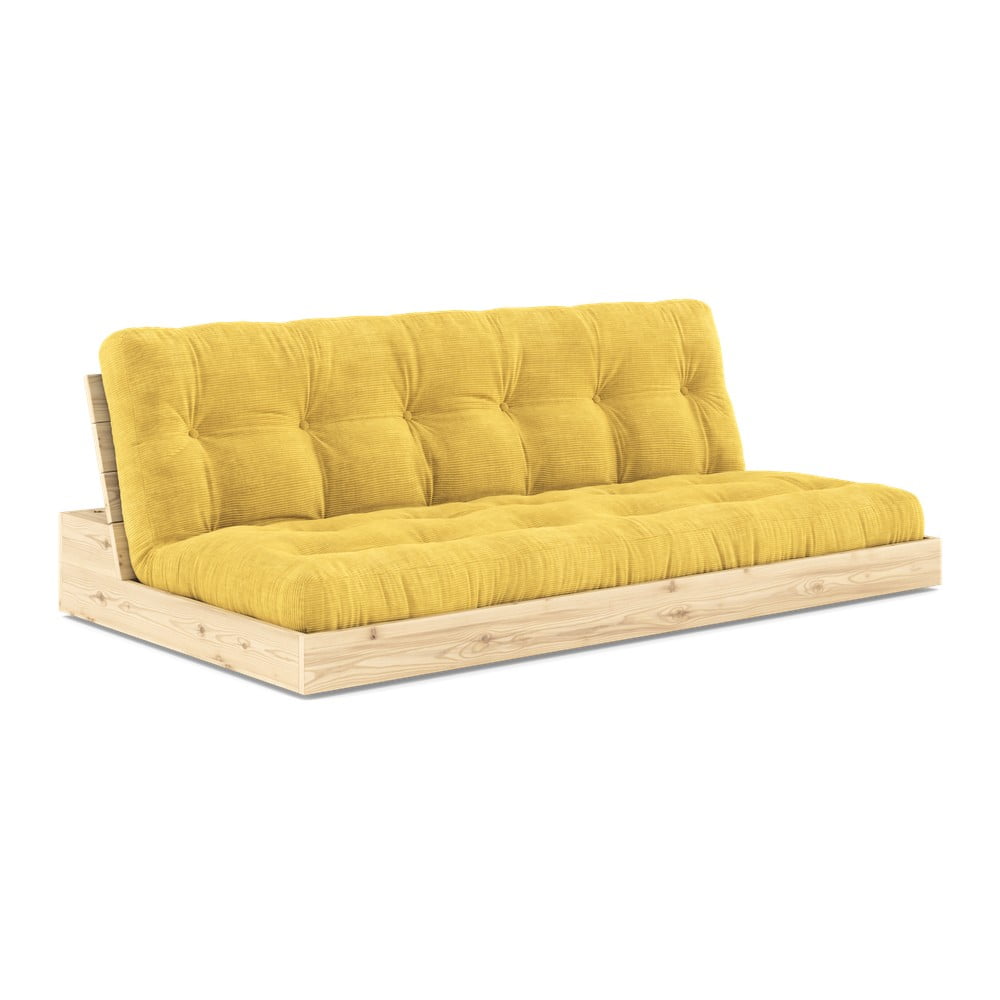 Sárga kordbársony kinyitható kanapé 196 cm base – karup design